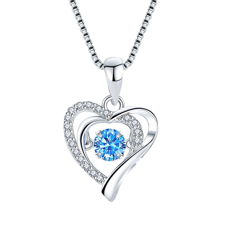 S925 plata collar inteligente en forma de corazón colgante de corazón femenino cadena de clavícula internet celebridad tiktok transmisión en vivo