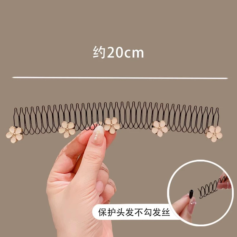 Hair comb clip long decorative comb, anti-breakage styling with pearl & floral accents