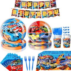 風火輪小自動車テーマ誕生日パーティー食器紙皿紙コップティッシュ旗風船ケーキ装飾