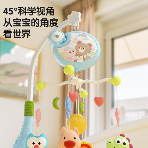 Crib bell toy 0-1 year old newborn baby music rotating bedside bell light music projection toy gift