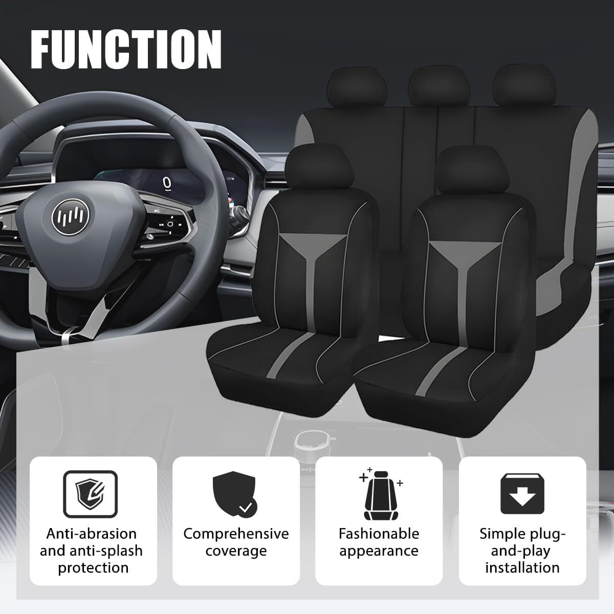 Cross-Border New Elastic Fabric Wine Glass Style Car Seat Cover for All Seasons Amazon Temu Meike Duo