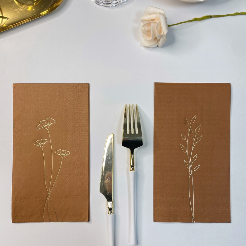 16 Pieces of Cross-Border Popular Three-Layer Thickeneded Colorful Printed Paper Towels, Hot Stamping Napkins, Restaurant Wedding Decoration Placemats