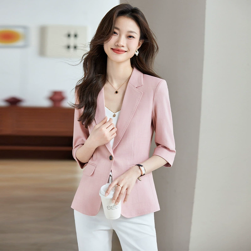 Apricot summer thin classic suit jacket, dress for leisure, set, for teenagers