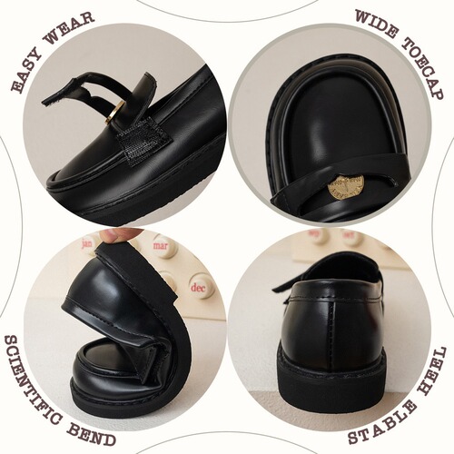 TheCBC [Gold Coin LOAF] Children's Loafers Spring and Autumn New Girls' Retro JK College Style Leather Shoes 240052