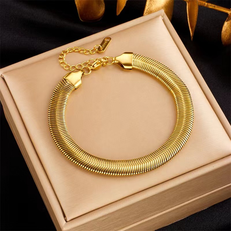 Fashionable and simple flat snake bone c...