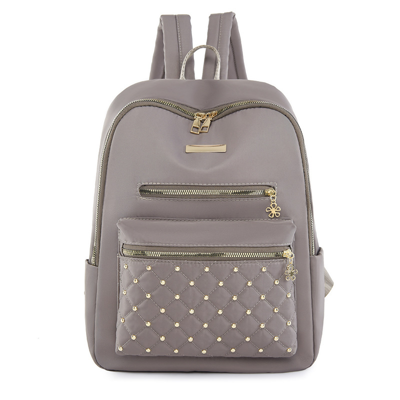 2023 nueva mochila de tela Oxford para mujer coreana, bordado de rombos de moda, mochila para computadora de gran capacidad, bolso para estudiantes