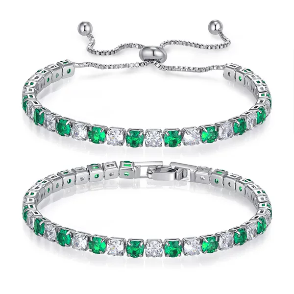 Trendy European and American Colorful Zircon Mixed Color Bracelet for Women Full Diamond Tennis Chain Amazon Popular Item Temu Wholesale
