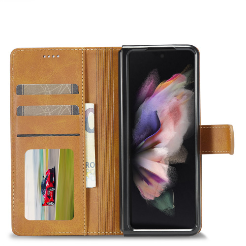 Wholesale applicable Samsung foldable Zfold7 5G flip wallet case with Zfold5/6 cowhide pattern card holder