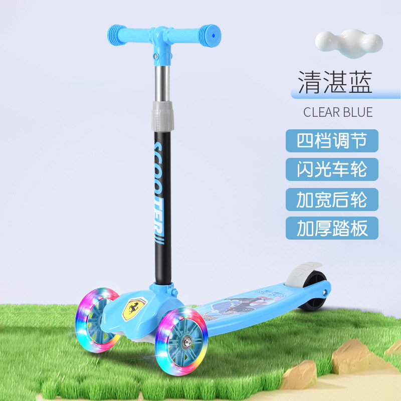 Los niños de graffiti scooter niños y niñas de la música del bebé Scooter de luz resistente a la caída de 2-12 años de edad coche plegable