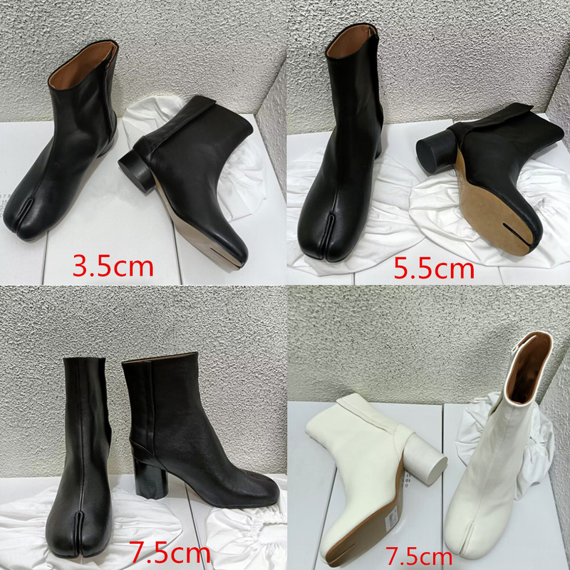 Women's Mm6 Chelsea Boots with Sheepskin High Heels, Mid-Calf Boots, and Split-Toe Short Boots by Margiela