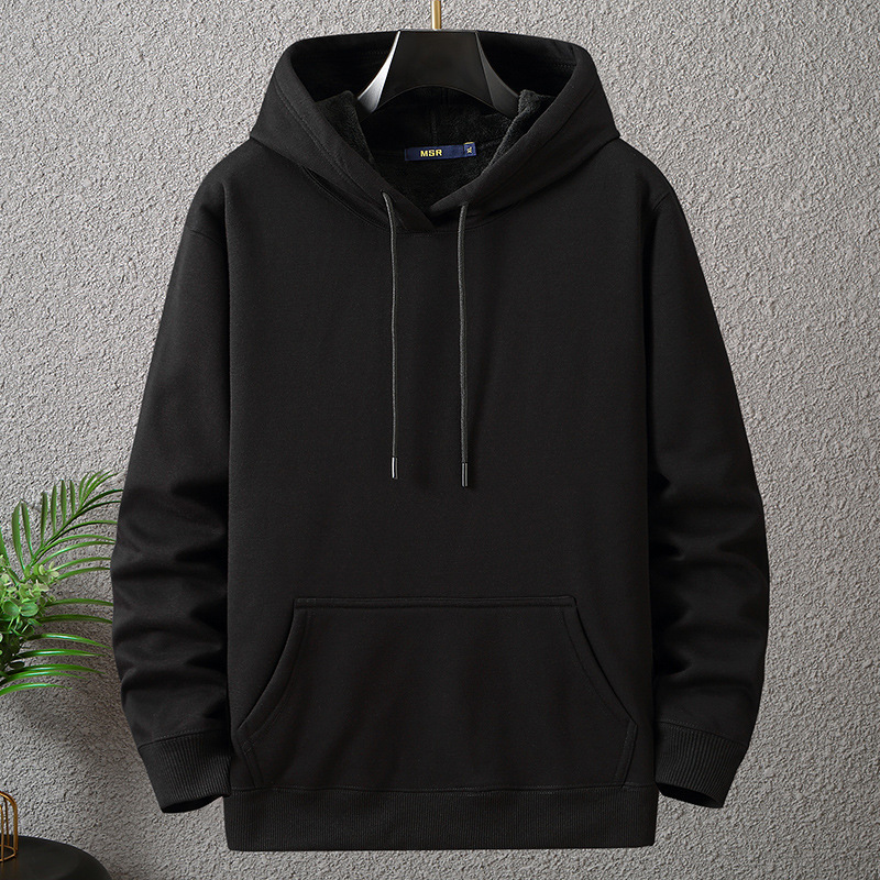 Winter Velvet Pullover Hooded Sweatshirt Plus Fat Plus Size Loose Plus Size Men's Super Soft and Comfortable Winter