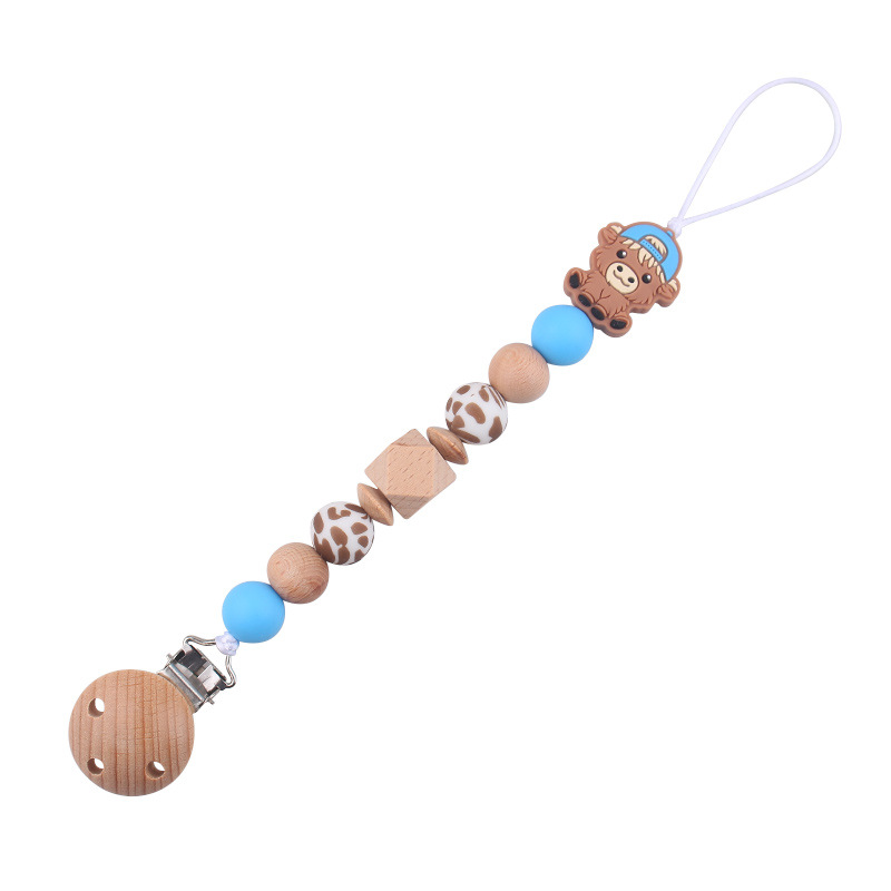 Productos para bebés, leche tranquilizadora, clip de cadena de boca de haya, linda vaca, cadena anti-caída de silicona, cadena anti-caída de Amazon