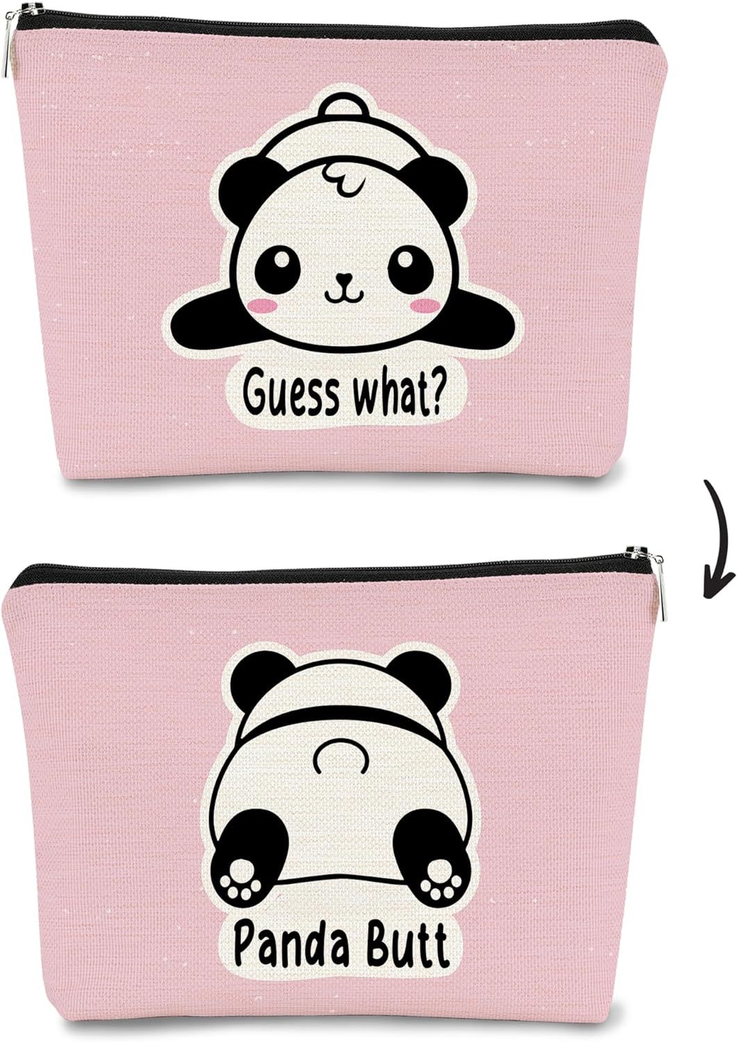 Transfronterizos Amazon brote lindo panda impresión doble cara bolsa de maquillaje bolsa de almacenamiento bolsa de cambio de lino impermeable