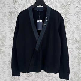 跨境原标高版本驴家      秋冬新款领口LOGO嵌花开衫毛衣男女同款