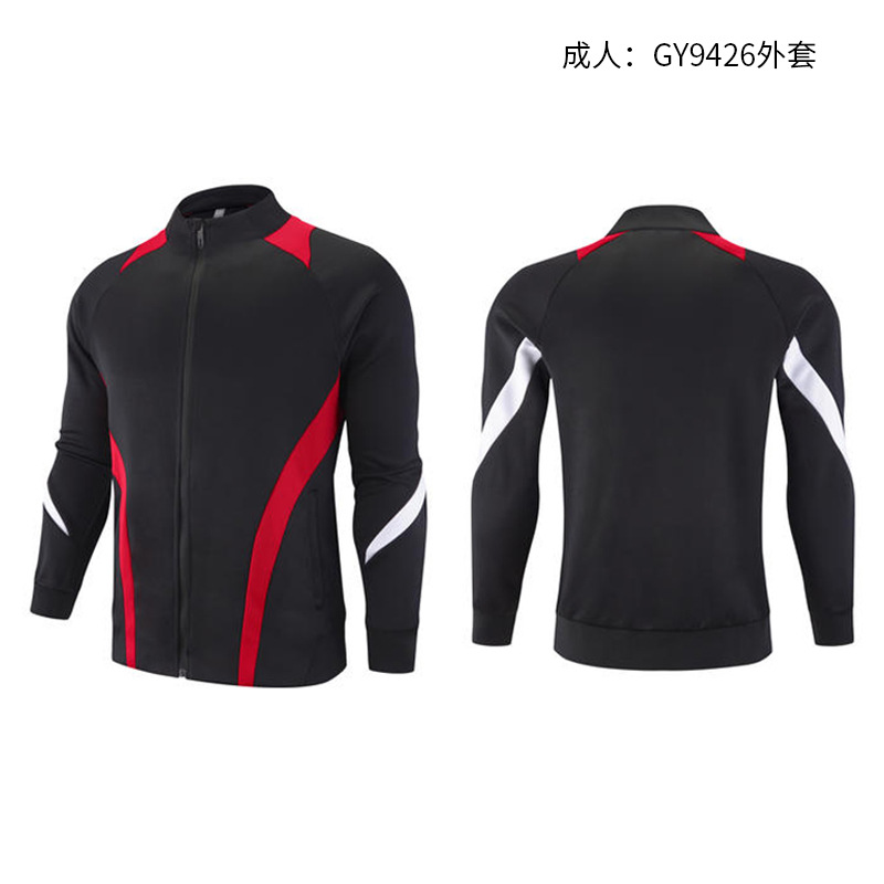 Cuello vertical empalme transfronterizo de dos piezas primavera y otoño grupo running trajes deportivos juveniles trajes deportivos personalizados para hombres