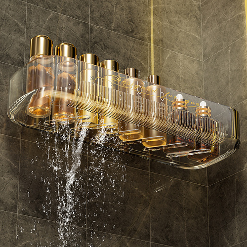 Home bathroom shelf without drilling, wall-mounted draining, moisture-proof, heightened anti-rust toothbrush and toothpaste storage rack