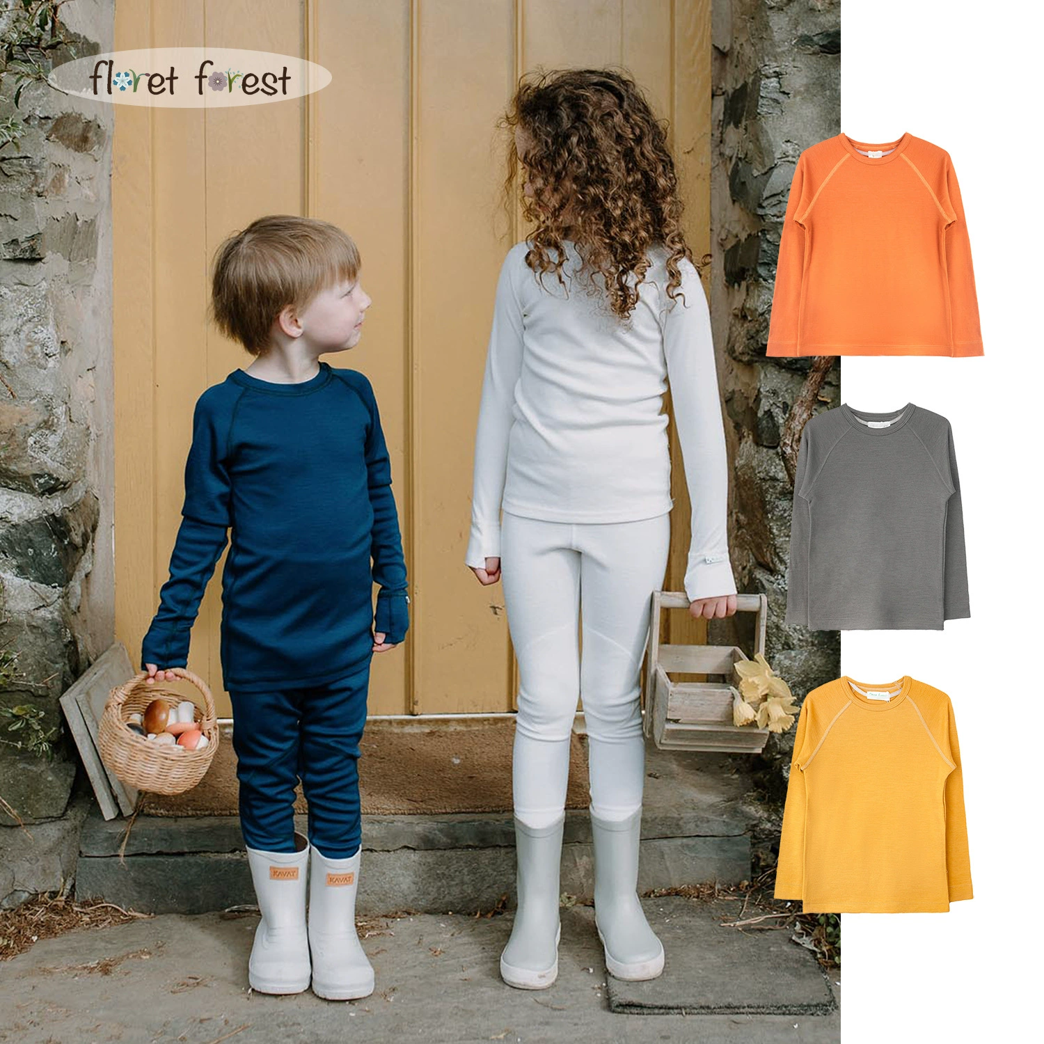 100% Мериноу шерстяной мальчик спортивный нижний набор для девочек