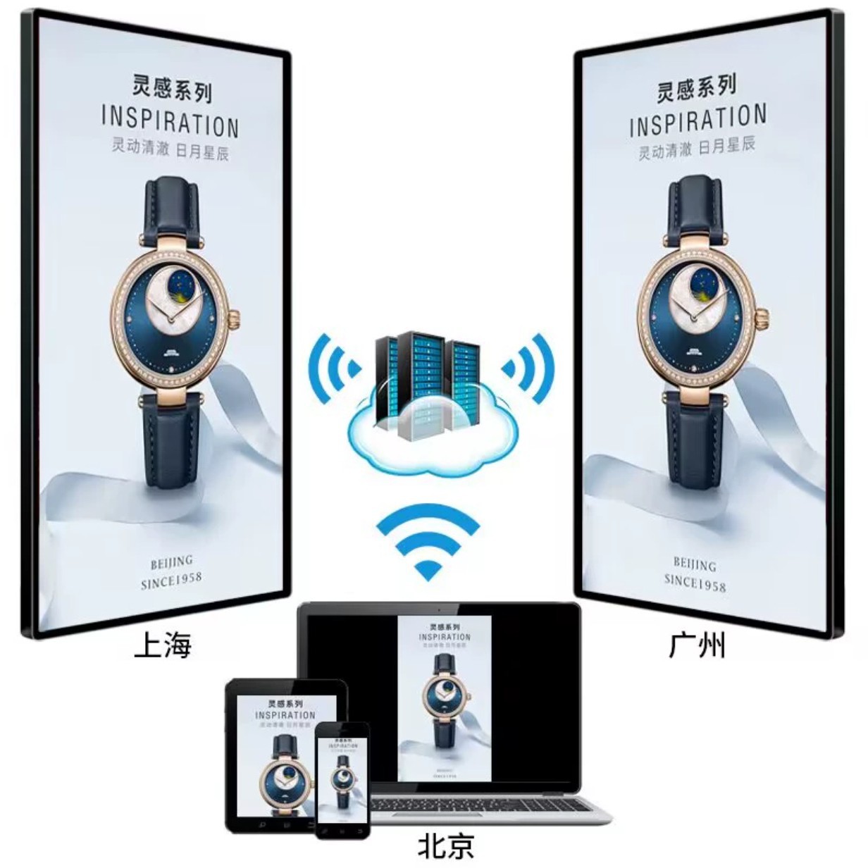 广告机壁挂显示屏32/43/50/55/65寸吊挂竖屏机网络高清超薄一体机