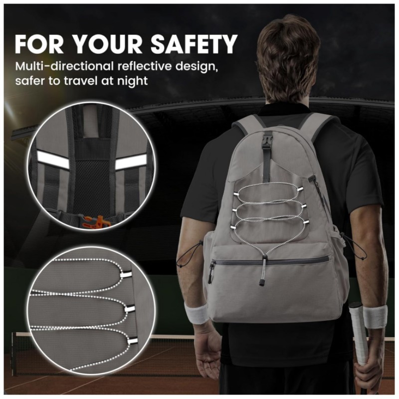 Inventario de nuevo tipo de bolsas de tenis, mochila de tenis para hombres y mujeres, bolsas de pelota de tamaño grande que pueden contener cuatro raquetas y zapatos.