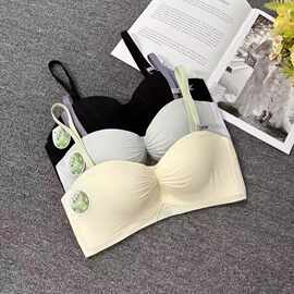 小胸聚拢乳胶杯内衣性感隐藏肩带无痕手掌甜美纯色文胸罩外贸跨境