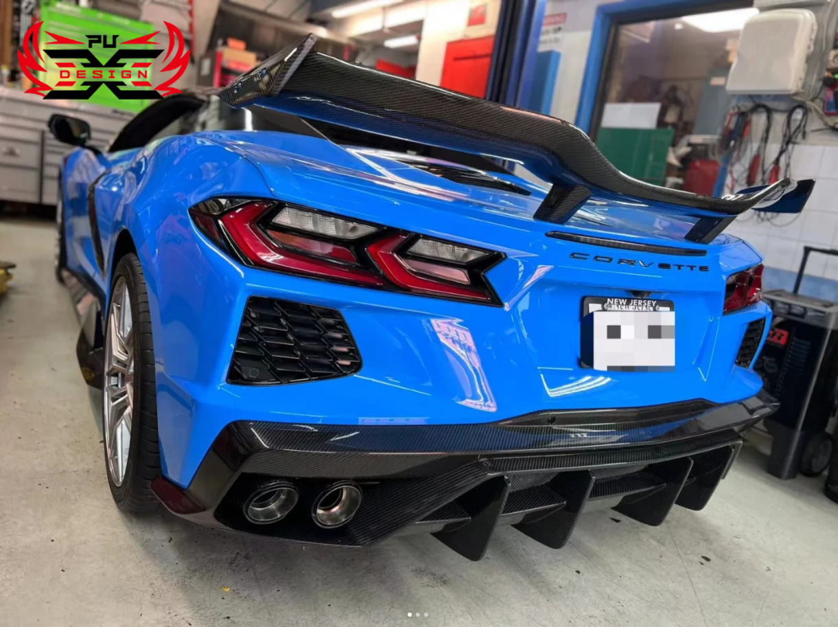 Suitable for Chevrolet Corvette C8 Z51 Stingray Upgrade to Z06 Carbon Fiber Rear Wing Dry Carbon Spoiler
