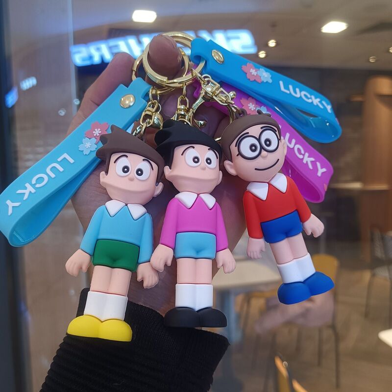 Cartoon Doraemon Keychain Nobita Shizuka Doll Key Pendant Couple Bag Keychain Gift Wholesale