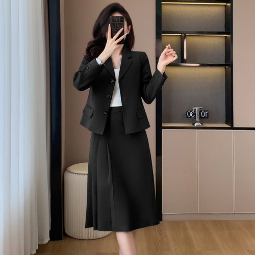 Black suit skirt suit for women spring 2024 new teaching interview work clothes small formal suit