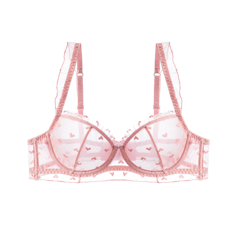 Ropa interior transfronteriza pura mujer sexy verano ropa interior de encaje ultrafino pechos grandes con pequeños sujetadores anti-caída y transpirables de gran tamaño
