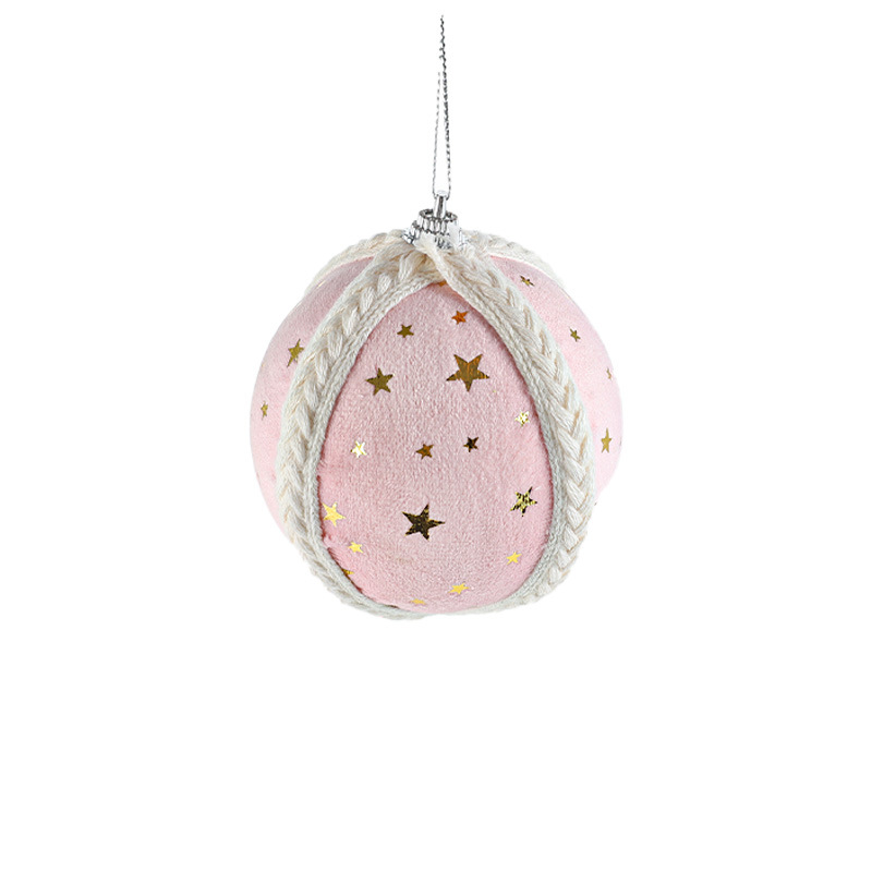 Nuevos productos transfronterizos 8CM bola de espuma colgante árbol de Navidad colgante decoración bola de estrella tela impresa bola decoración