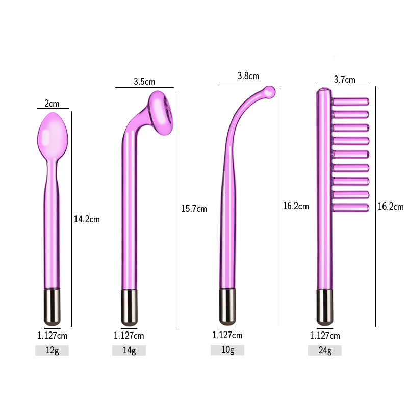 Caja de instrumentos de electroterapia de alta frecuencia 7-piezas Conjunto de 4 piezas 6-pieza accesorios de instrumento de belleza de vidrio electroterapia