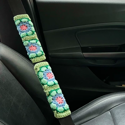 and Versatile Cross-Border Seat Belt — Seat belt shoulder pad - green-gerbera-safety-belt-cover-2pcs-205x10cm