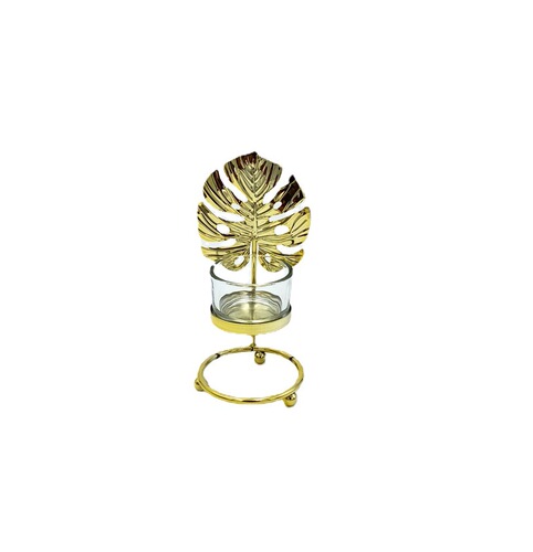 Direct selling creative iron candlestick golden candle bowl spray glass cup iron wire candlestick home living room bar decoration