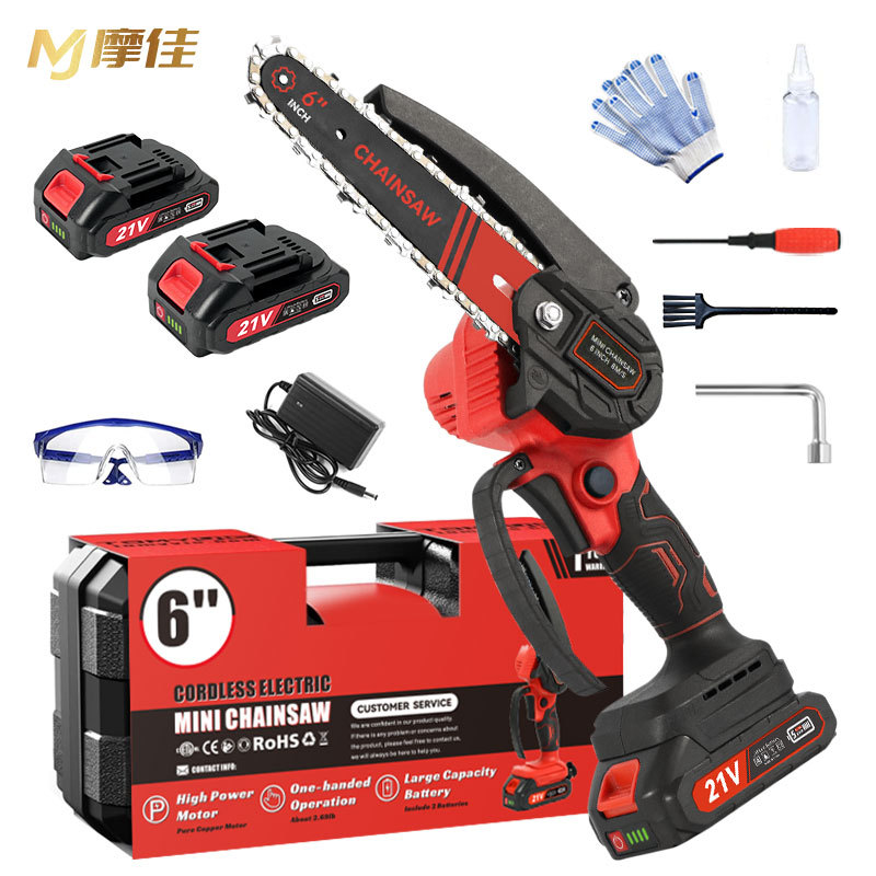6寸锂电充电式电链锯 家用小型手持伐木锯户外便捷式锯材源头工厂