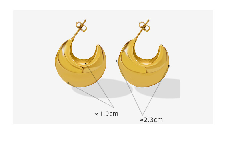 European retro hollow C-shaped titanium steel gold earrings