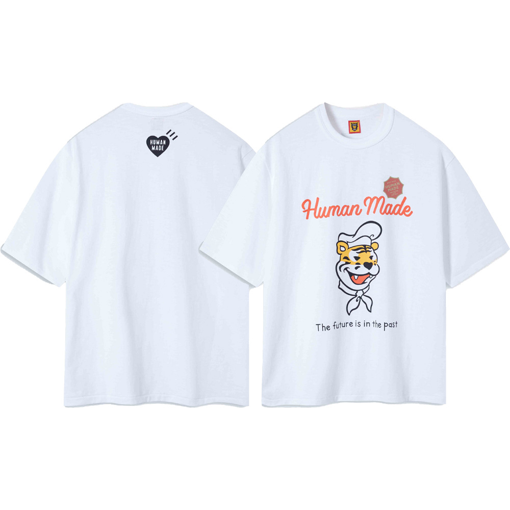 Marca de moda japonesa de bambú pesado algodón suelto pareja de hombre y mujer cilindro camiseta de manga corta media manga TEE