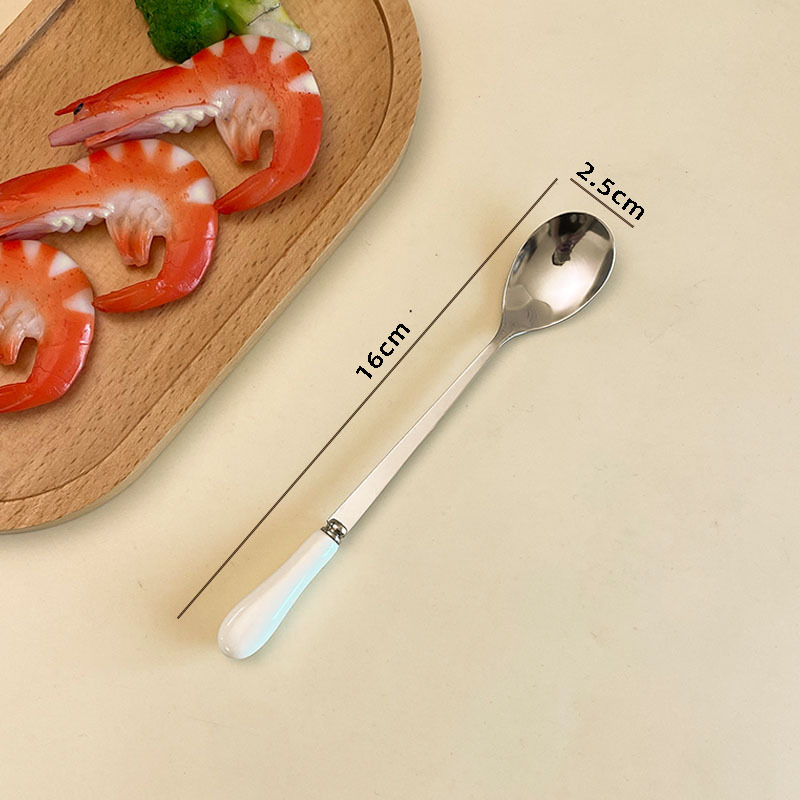 Stainless Steel Stirring Spoon With Ceramic Handle For Coffee_voghion.com