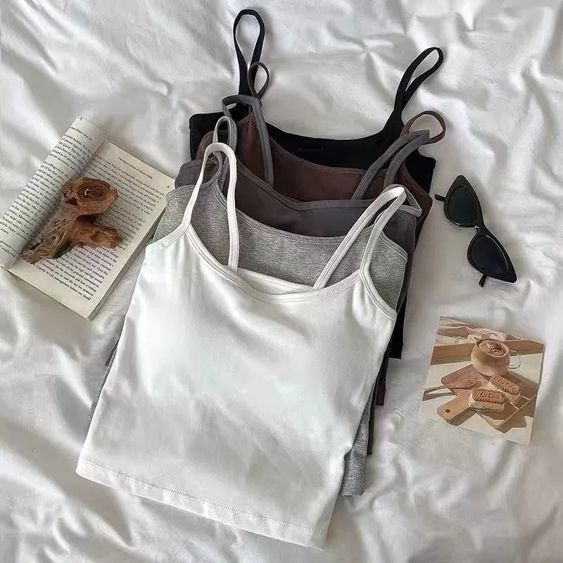 Подтяжки с нагрудной подкладкой, хлопковая летняя цветная кофточка для специй для девочек, женский тонкий плечевой ремень, базовый топ для похудения, модная верхняя одежда