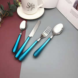 不锈钢餐具套装 水晶塑料柄刀叉勺 赠品礼盒套件 16 -24件套