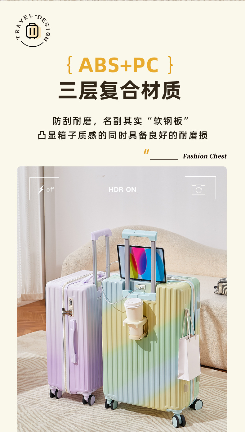 1901Rainbow colored luggage-Fashion Package
