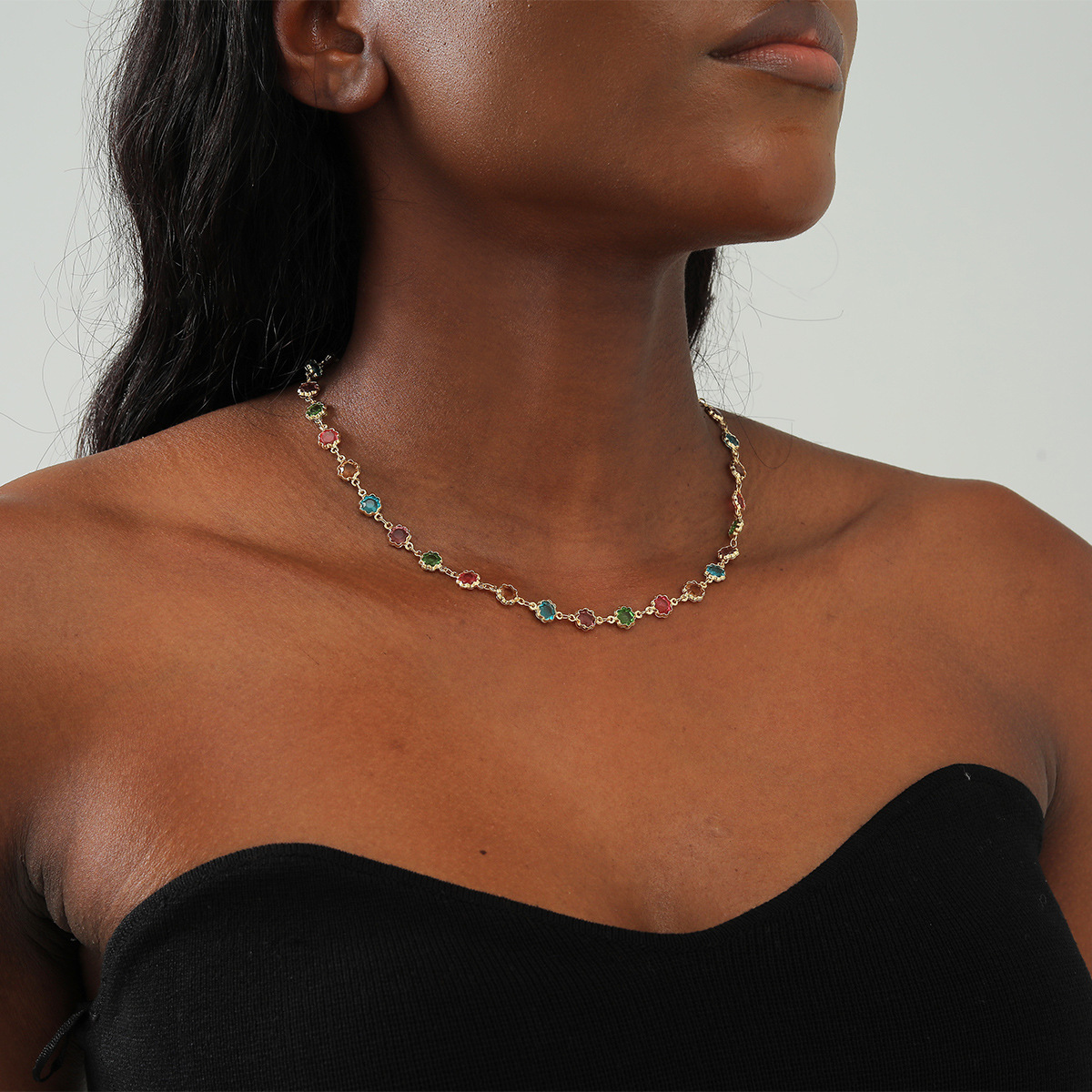 Fashion Geometric Copper Plating Rhinestones Choker 1 Piece