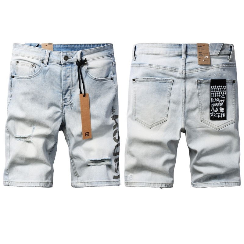 European and American Trendy Brand Hiphop Jeans Street Fashion Hip-Hop Ripped Distressed Ksubi Denim Shorts for Men and Women