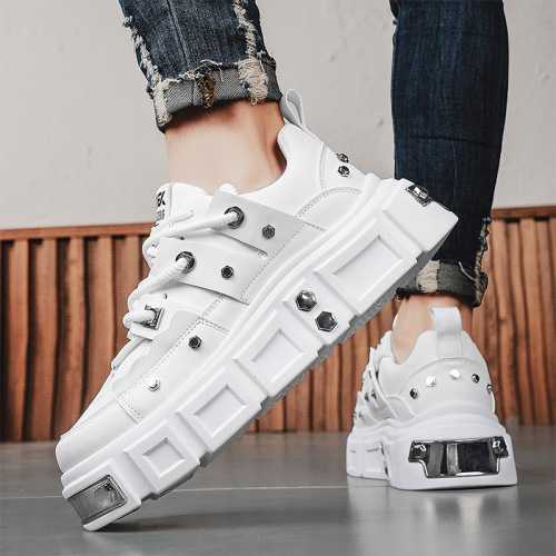 Manufacturer Direct Supply Men's Thick Heel Height Boost Board Shoes Personality Streetwear Trendy Breathable Dad Shoes Men Leather Surface Sports Men's Shoes