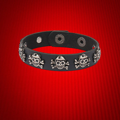New European and American Punk-Style Gothic Dark-Theme Skull Rivet Leather Bracelet – PU Leather Bangle Wristband