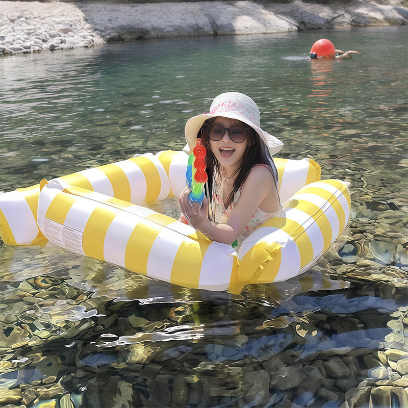 Flotador inflable flotante sobre el agua flotante flotante anillo flotante cama de malla flotante silla de reclinación espesa plegable flotante cama flotante al por mayor