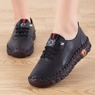Soft Sole 2025 New Spring and Summer Women's Leather Shoes Casual Middle-Aged Comfortable Non-Slip Shoes Not Tiring Feet Mom Shoes