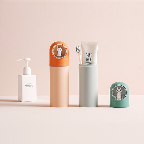 Travel storage toothbrush holder outing cutlery box toothpaste storage box cartoon bunny mouthwash cup wash cup set
