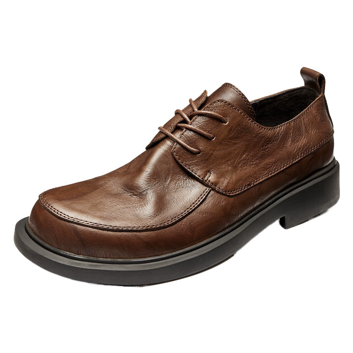 Кожаная обувь, Мужская модная кожаная повседневная обувь, деловая обувь с круглым носком, универсальная рабочая одежда в британском стиле, модная обувь с низким верхом