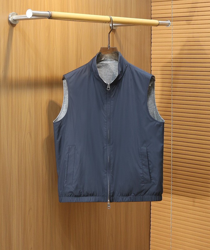 Lp Men's Old Money Style Spring and Summer New Stand Collar Reversible Vest Men's Sleeveless Reversible Jacket