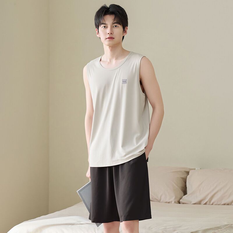 2026 Men's Summer Pajamas Modal Vest and Shorts Set, Men's Cool Summer Home Wear that Can Be Worn Outside