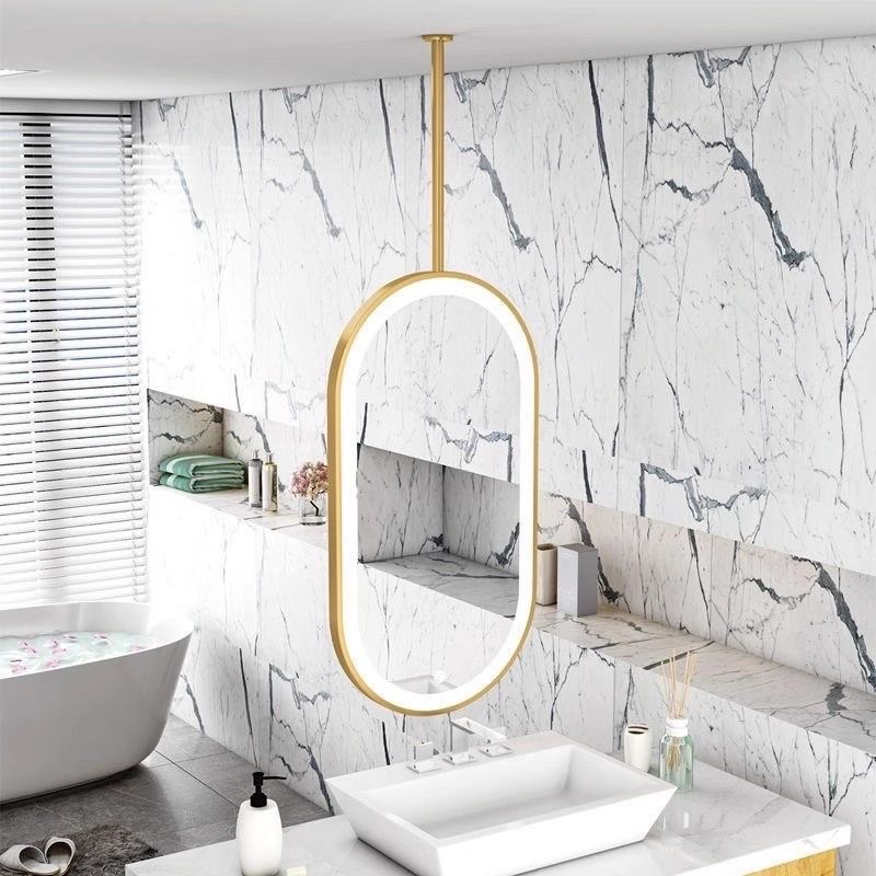 Ceiling-Mounted Double-Sided Mirror with Lights, Smart Led Light-Emitting Bathroom Mirror, Ceiling Hanging Vanity Mirror